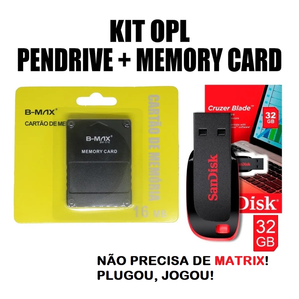 Kit OPL Para Playstation 2 - Pen Drive 128gb Com 50 Jogos 