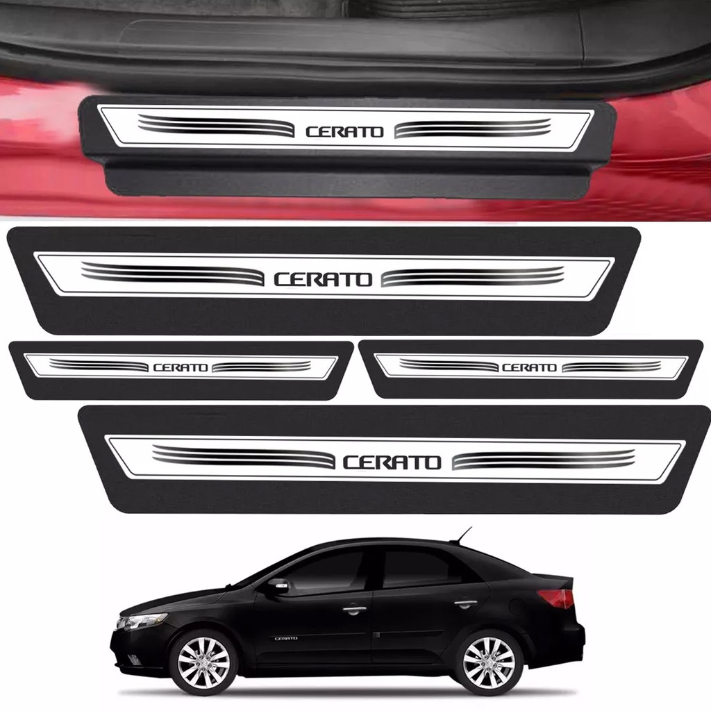 Kit 8 Peças Adesivo Soleira Porta Cerato 2010 A 2018 - Prata