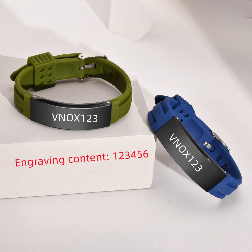 Vnox Pulseira Masculina Personalizada De Aço Inoxidável Com Nome E De Silicone