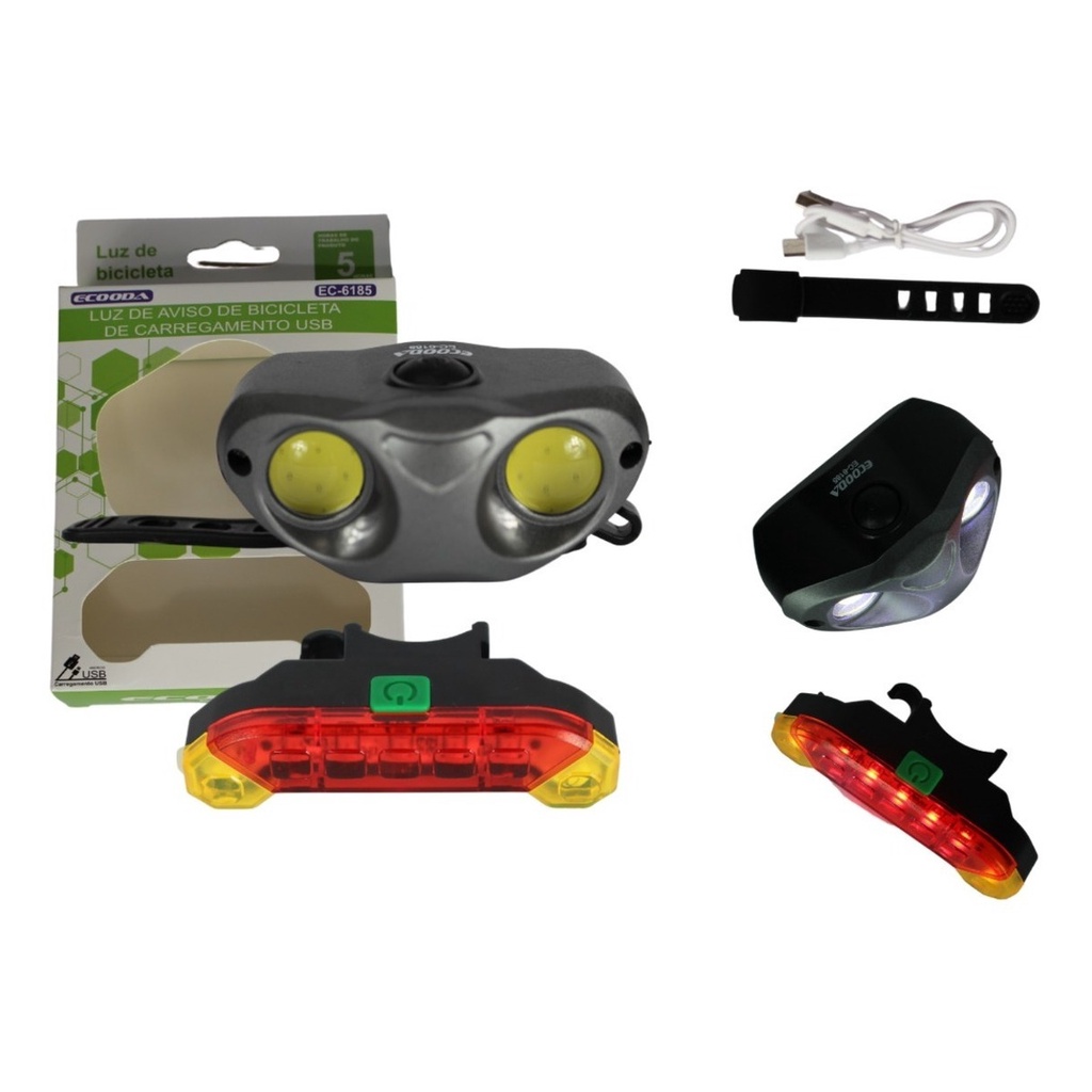 Farol Bike Lanterna Led Bicicleta + Pisca Alerta Traseiro