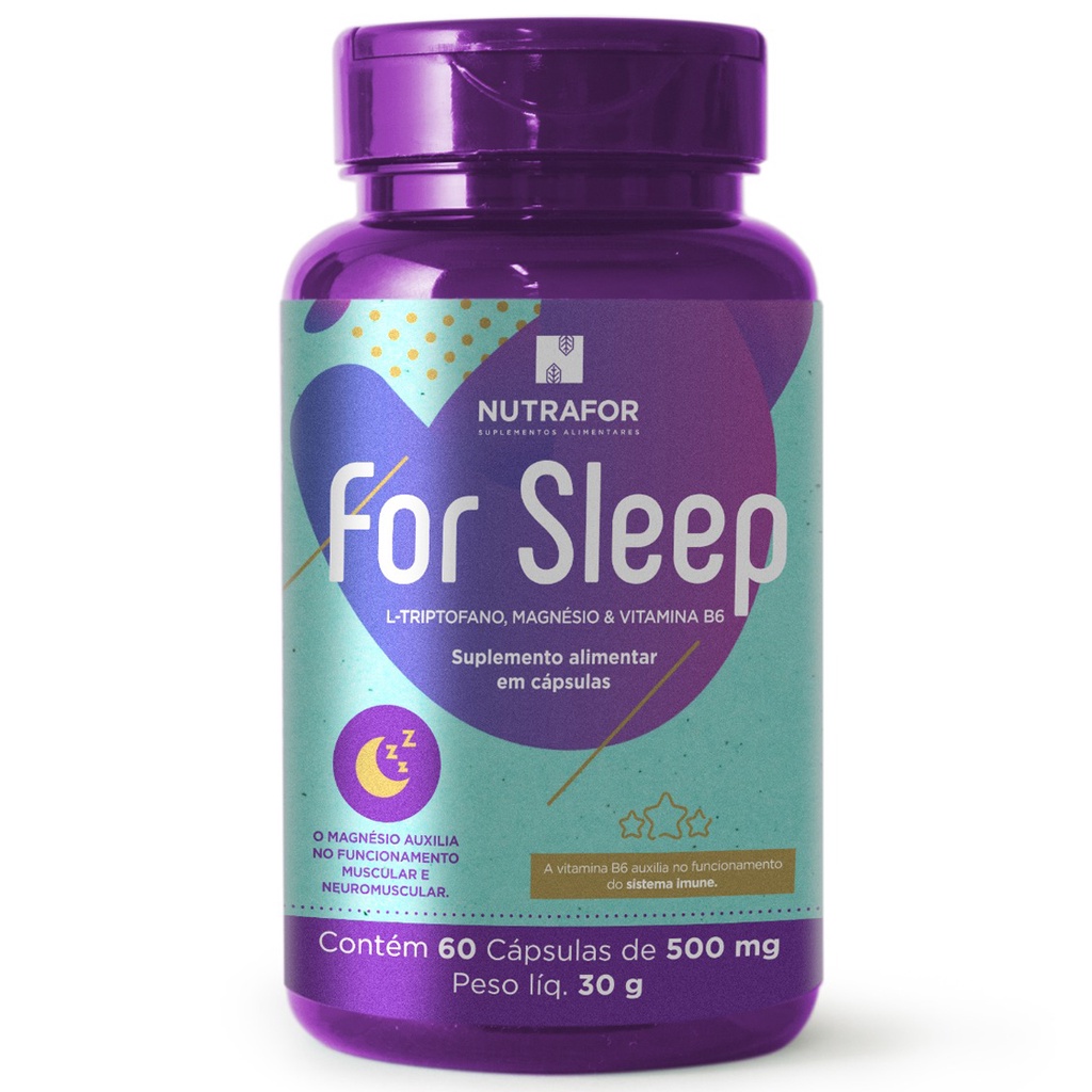 For Sleep - L Triptofano 5ht + Magnésio + Vitamina B6 60cp  -  Melhora Do Sono