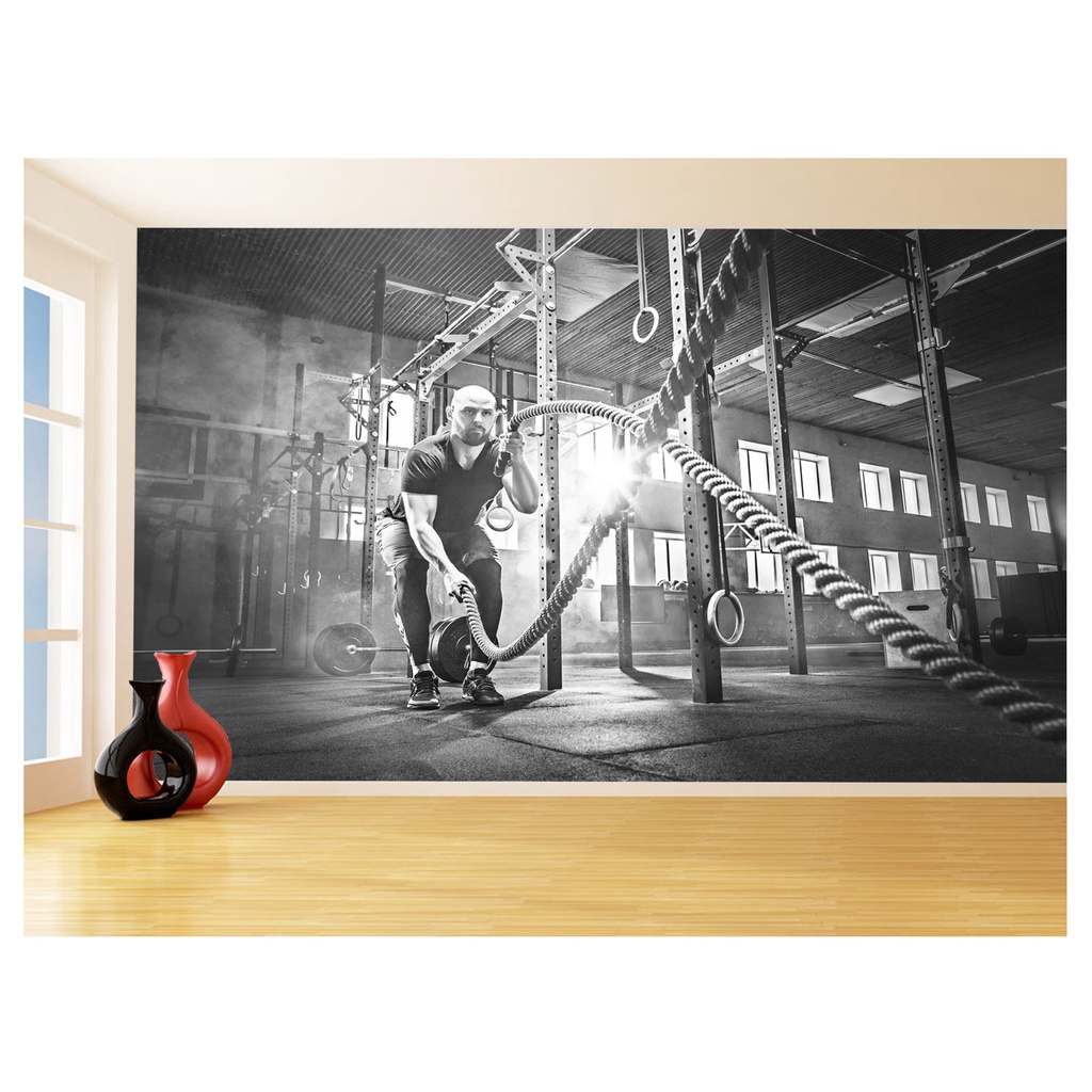 Papel de Parede - Adesivo de Parede - Adesivo Decorativo Academia Musculação - Meditação 3D ACA14