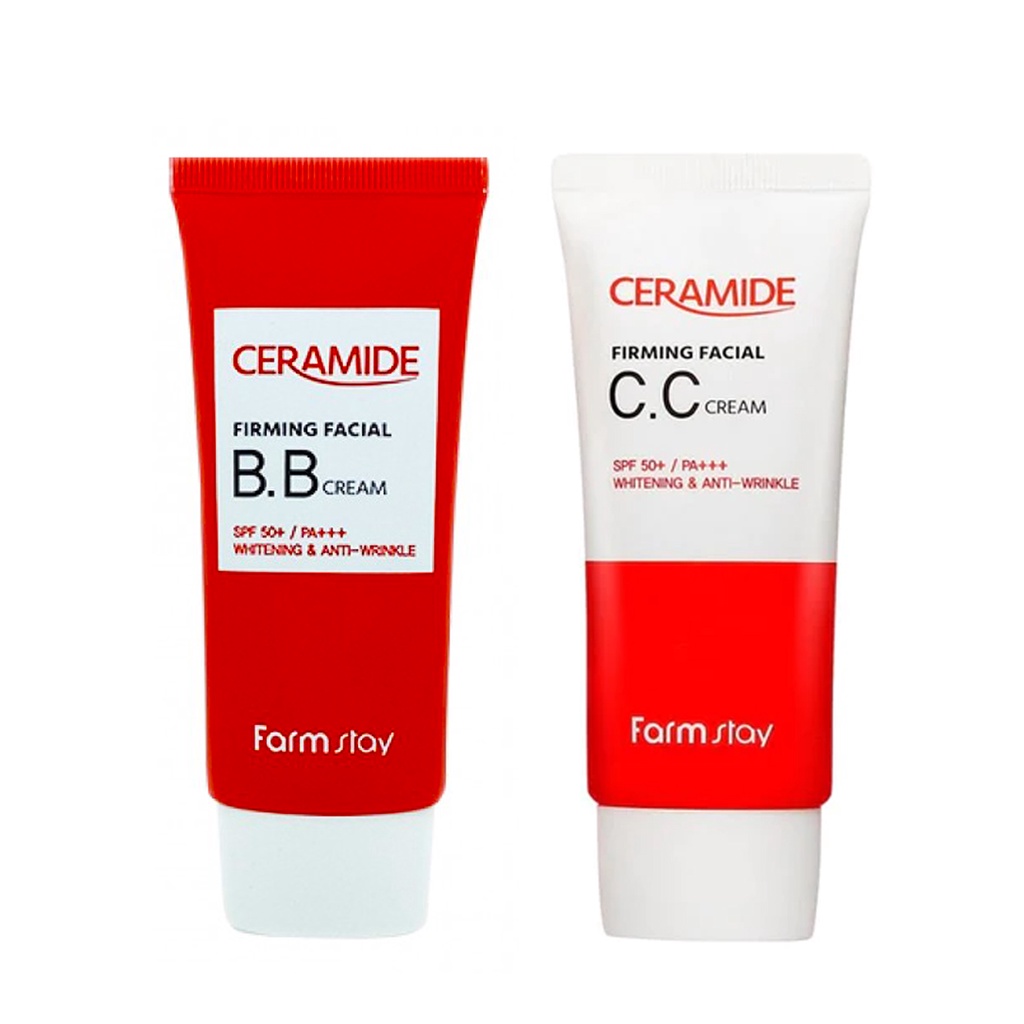 farmstay ceramide firming facial bb,cc cream 50g em Oferta na Shopee