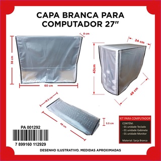 Kit Capa Para Computador Teclado E Monitor Polegadas Resistente A Agua E Poeira Gabinete