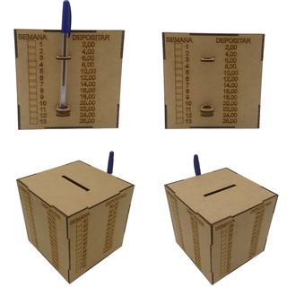 Cofre Cofrinho Desafio 52 Semanas Mdf Cru Caixa Caixinha Cofre Organização