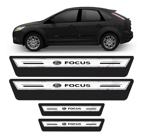 Soleira Adesiva De Porta Ford Focus 2009 Á 2013 - Prata Platinum