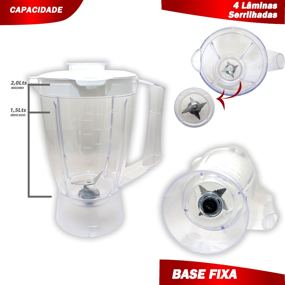 Copo De Liquidificador Arno Optimix - Cristal Tampa Branca | Shopee Brasil