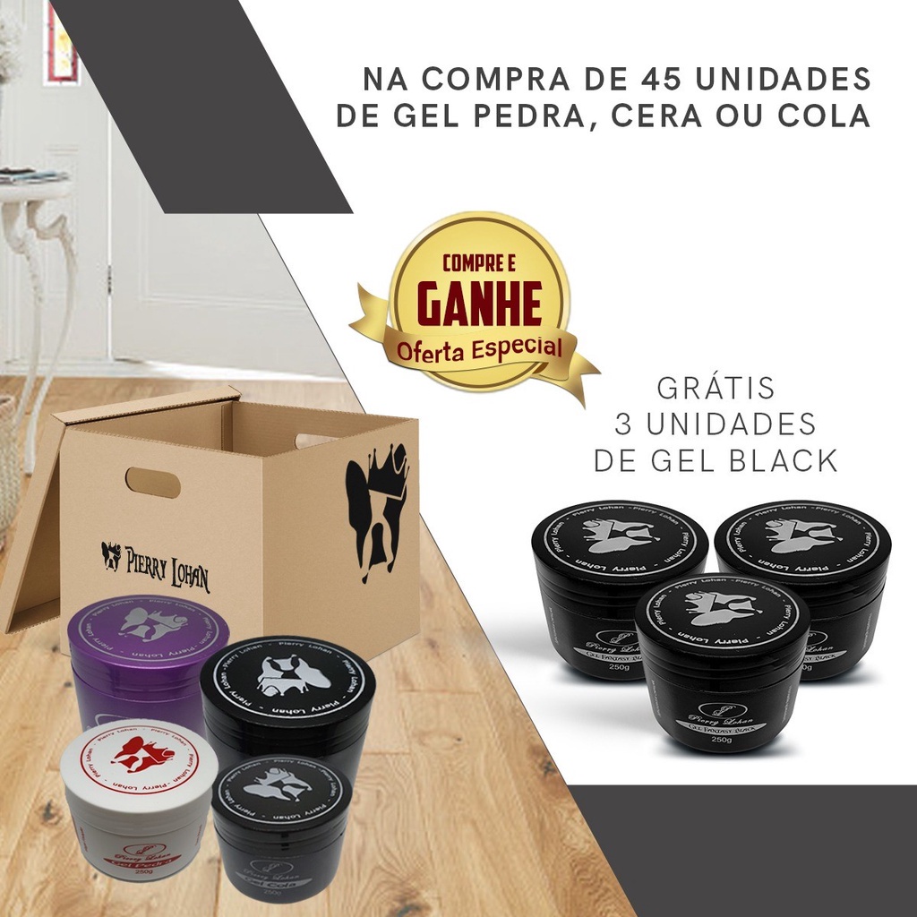 24 Gel cera 250g + 24 Gel cola 250g + 3 Gel Fantasy Black 250g (Brinde)
