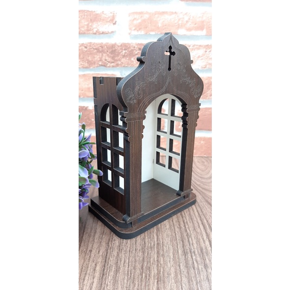 Capela Oratório 20cm Madeira Mdf para Imagens e Santos em Oferta na Shopee