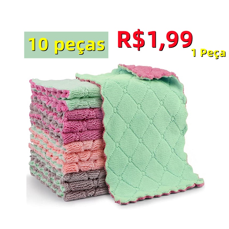 10 Peças Pano De Prato De Microfibra Super Absorvente Alta Qualidade / Toalha De Limpeza D...