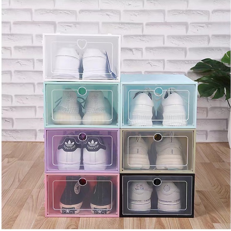 1 Caixa Organizador Para Tênis Sapatos Multiuso Empalhável Tampa Flip Feminino Masculino