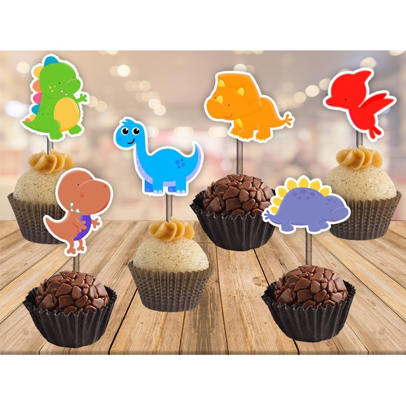 toppers dinossauros cute baby - 50 unidades