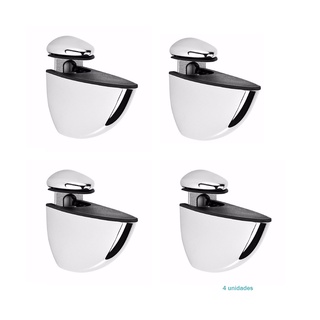4 Suporte Para Prateleira Vidro Madeira Mdf Tucano Pequeno Cromado Metal