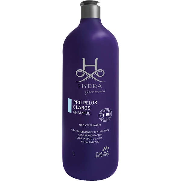 Shampoo Pet Society Hydra Groomer Pelos Claros 1 Litro (1:10) Branqueador Cães E Gatos - Pets