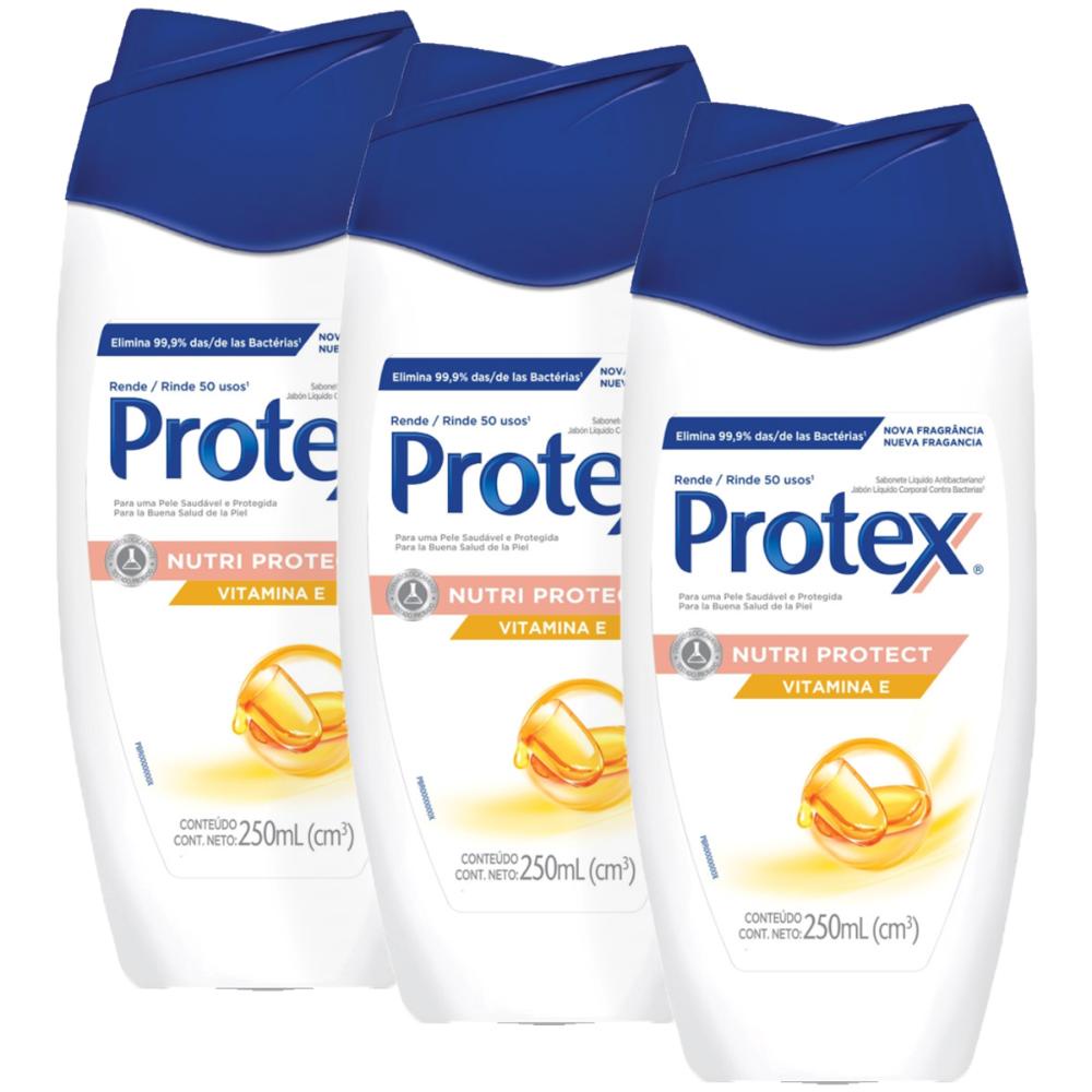 Kit Sabonete Líquido Protex Nutri Protect Vitamina E 250ml com 3 unidades em Oferta na Shopee