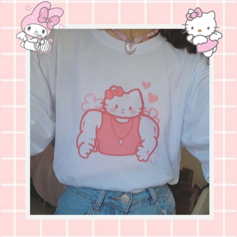 Camiseta Feminina Kuromi Com Estampa De Desenho Japonês Harajuku Hello Kitty  Kawaii