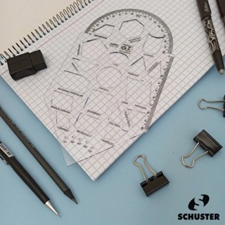 Régua Gabarito para Geometria com Transferidor Cristal - Waleu em Oferta na Shopee