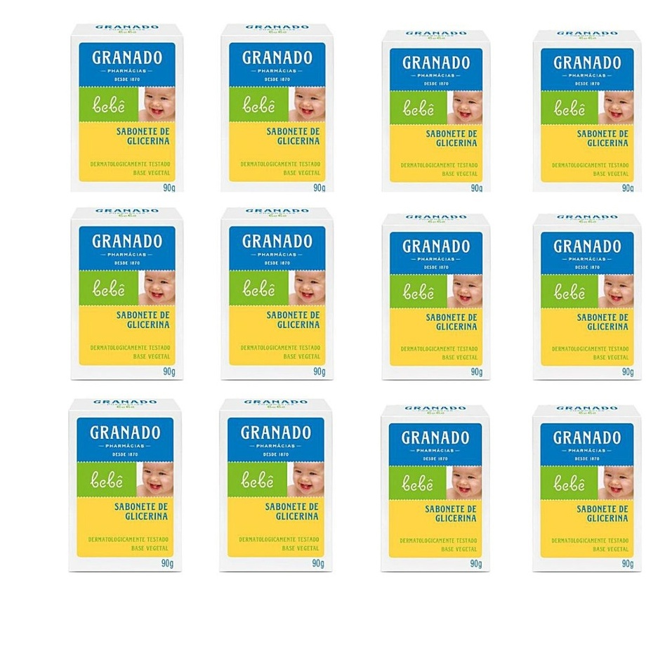 Kit 12 Sabonetes em barra Glicerina Granado Bebê - 90g