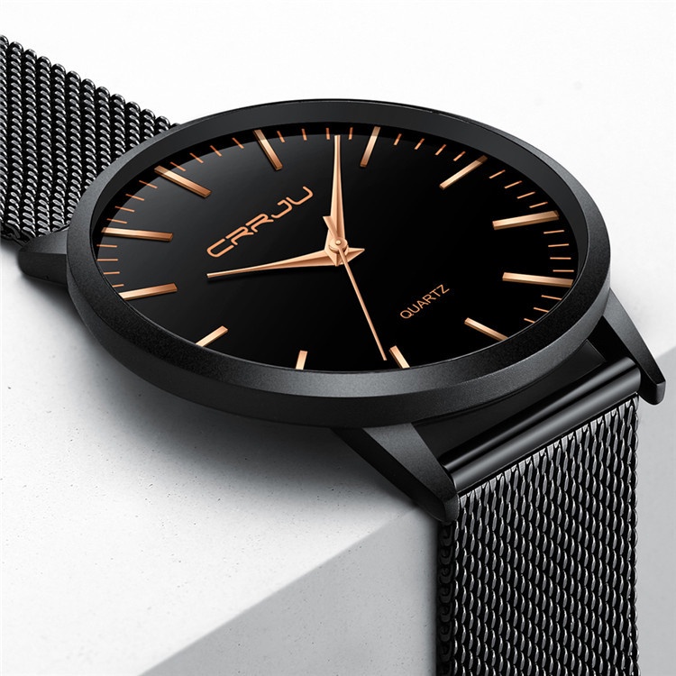 CRRJU Relógios Masculinos Moda Simples Ultrafino Casual Aço Inoxidável Quartzo Analógico À Prova D'água 2117 XM