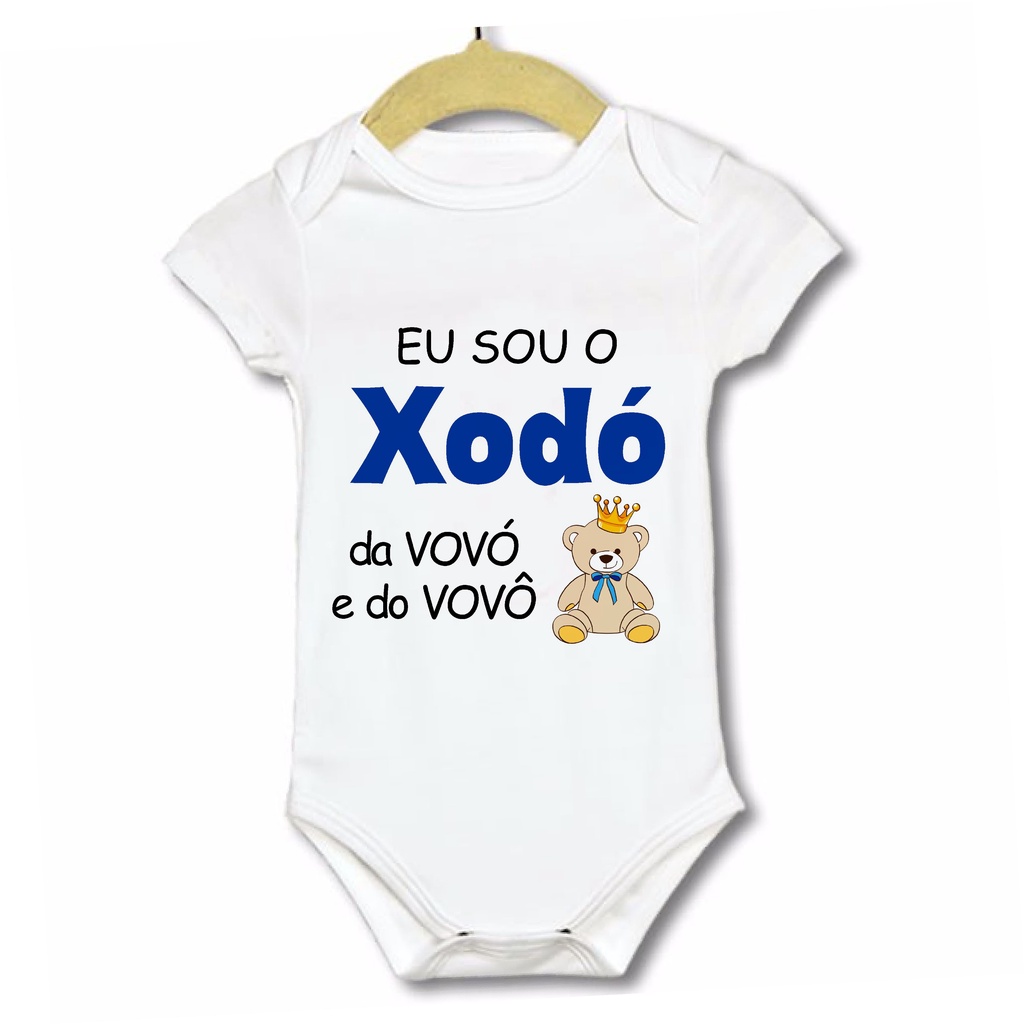 Roupinha Body infantil bebê Sou o Xodó da Vovó e do vovô ursinho azul