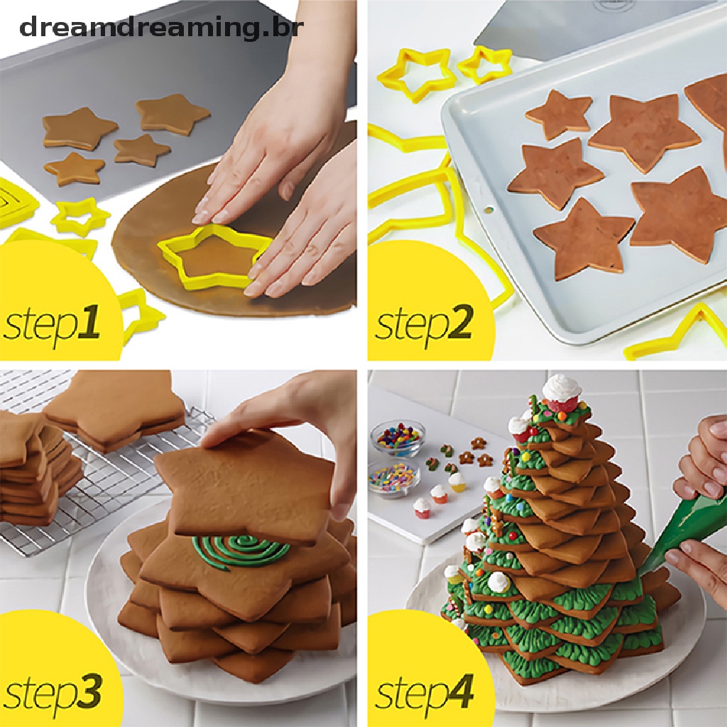  6 Peças / Jogo Forma De Estrelas / Cortador De Biscoito Para  Árvore De Natal / Bolo / Biscoito | Shopee Brasil