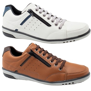 Kit 2 Dois Pares Sapatenis Ziper E Cadarço Casual Preço Bom 750 A3 em Oferta na Shopee