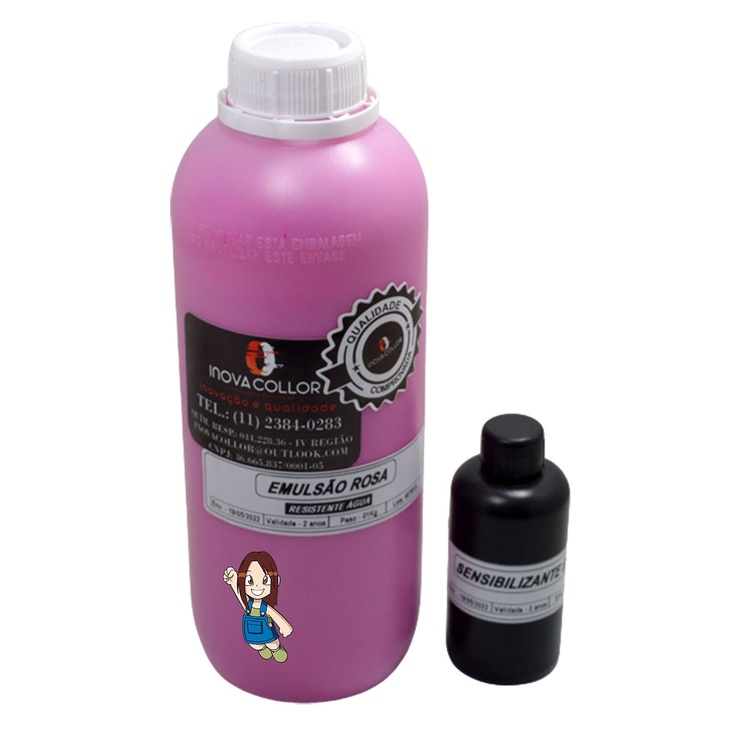 Emulsão Serigráfica Rosa 01kg Bicromato 100ml Resistente à Tinta Base Água Escorrega O Preço 1841