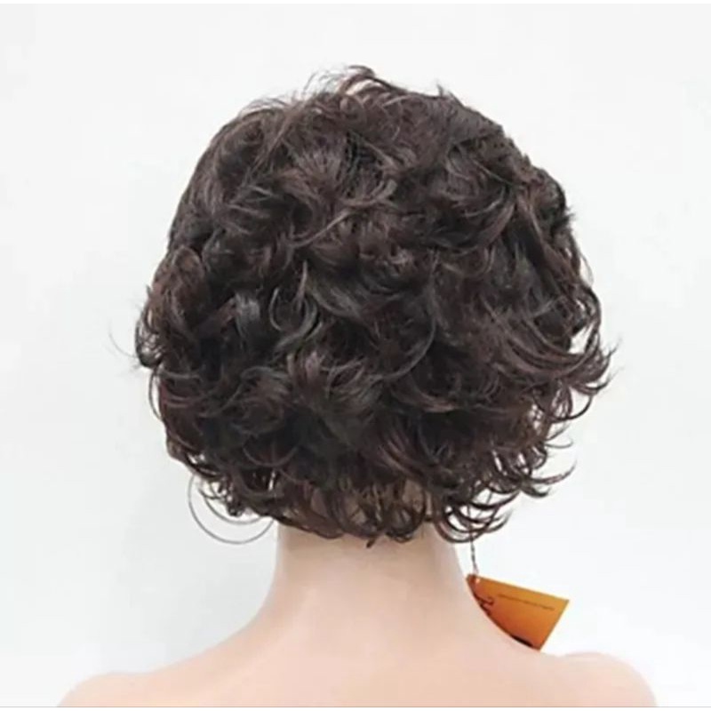 Peruca Curta Feminina Cabelo Castanho Escuro Natural Lindo