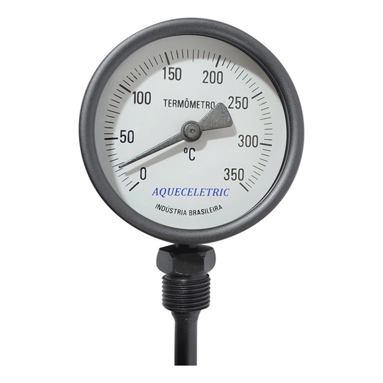 Termometro 350° Vertical 3pol P/ Fornos Rosca 1/2 H200 Preto