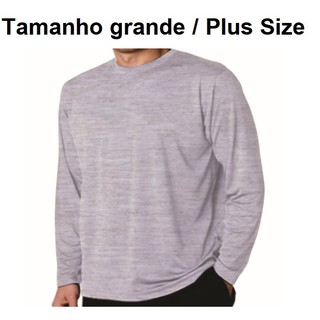 Camiseta Masculina Manga Longa Plus Size 100% Algodão 30.1 Tamanho Grande