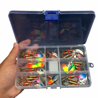 30 Pçs / Caixa Mista Iscas De Pesca Spinners Colher Truta Isca Conjunto Kit Isca De Metal Lantejoulas Iscas Com Ganchos Agudos Enfrentar