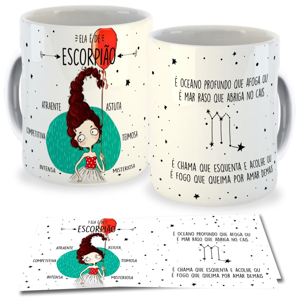 Canecas Personalizada Signo com Nome Escorpião 23/10 a 21/11 de Porelana Signos para Presente com Frases