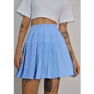 Saia Colegial com Pregas Rodada Kpop Egirl Gótico Indie Colorida Verde