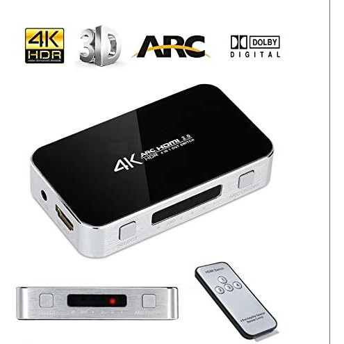Chaveador Switch Hub Hdmi 4x1 4k Com Fonte E Controle Remoto