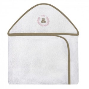 Toalha Com Capuz Bordada Urso Thed Rosa Forrada Com Tecido Toalha Fralda 100% Algodão