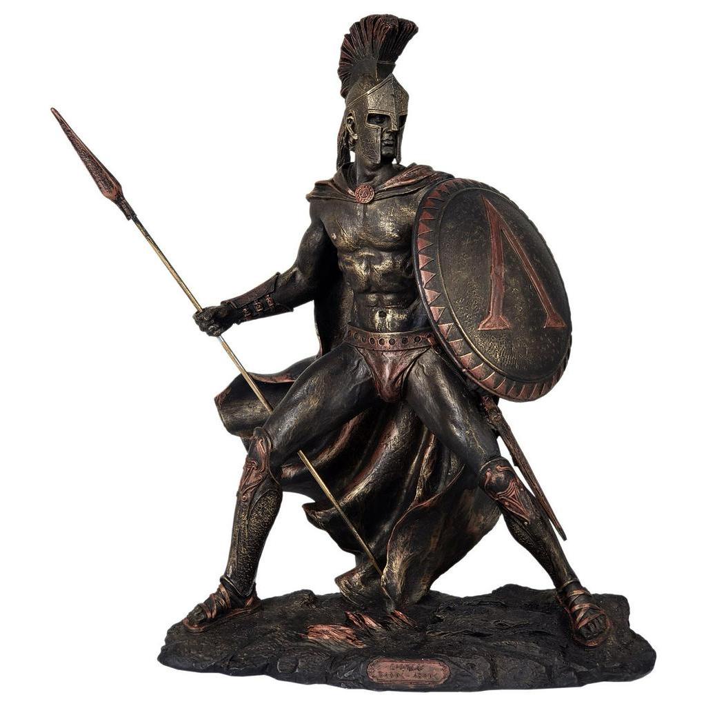 Estatueta Grande Leonidas Guerreiro Cor Bronze Esparta 300