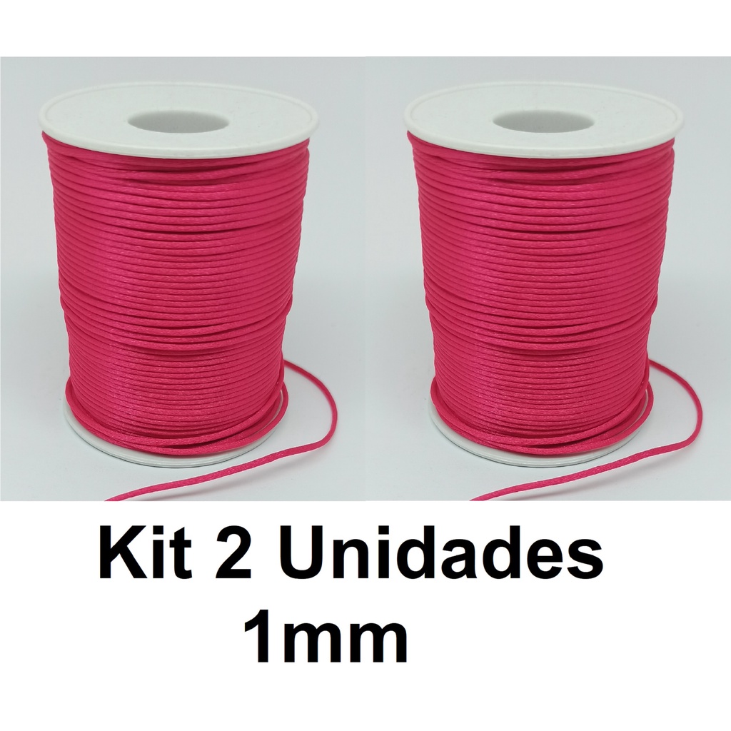 Kit 2 Unidades Fio De Seda Acetinado 1mm Rolo 100 Metros - Rosa Chiclete
