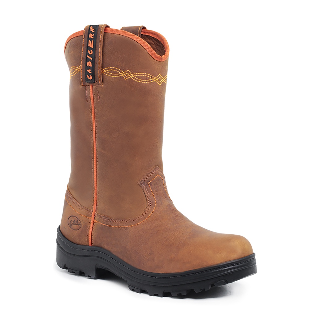 Bota Tenis Country, Bota Cano Médio Galocha de Couro Bota Resistente Bota Resistente Solado de Borracha fossil