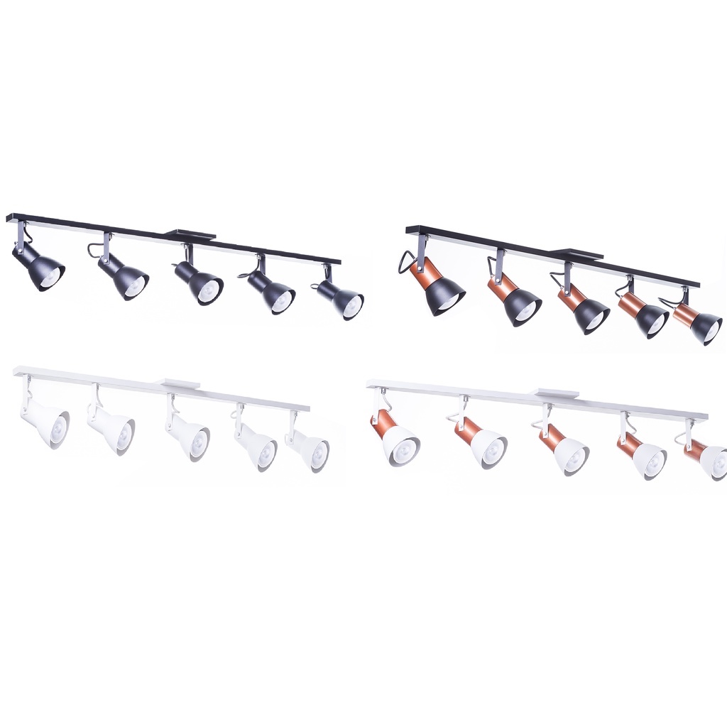 Spot Trilho Direcionável 5 Spots E27 Luxo Aluminio