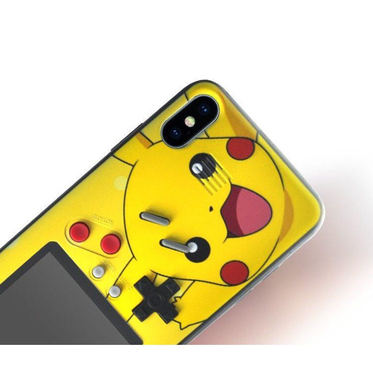 Capa iphone gameboy Amarelo Pikachu com bateria dupla imagem preto e branco nostálgico