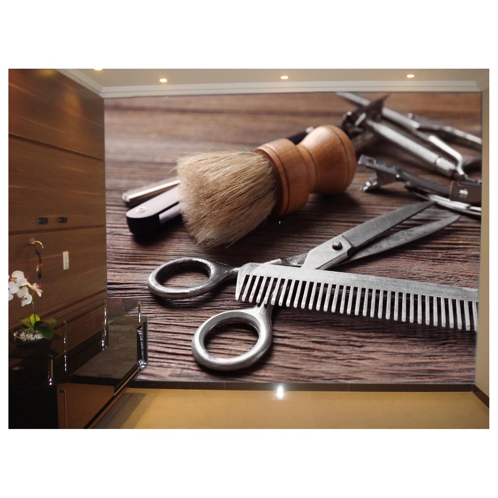 papel de parede Barbearia Barber shop 3D 10m² BRB03