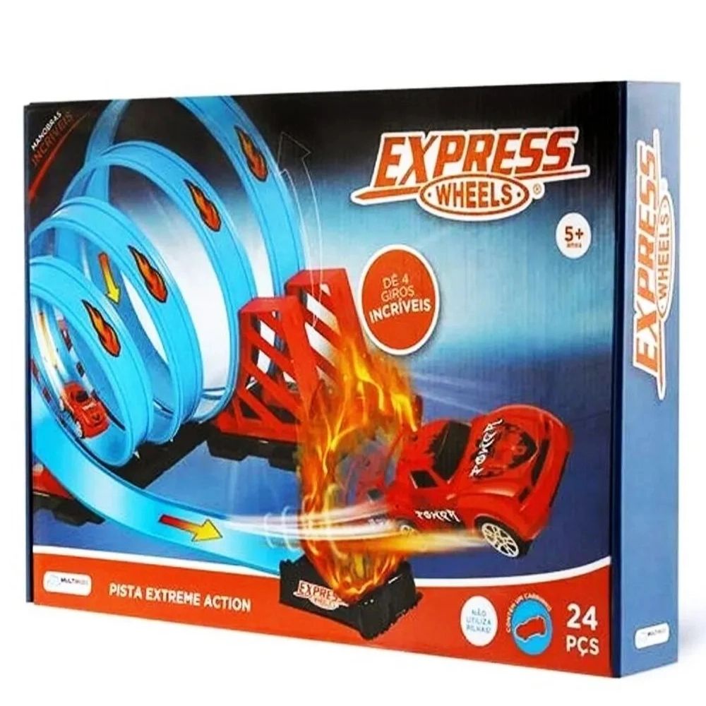 Pista Express Wheels Extreme Action com 4 Loop 360 Multikids - BR1019 em Oferta na Shopee