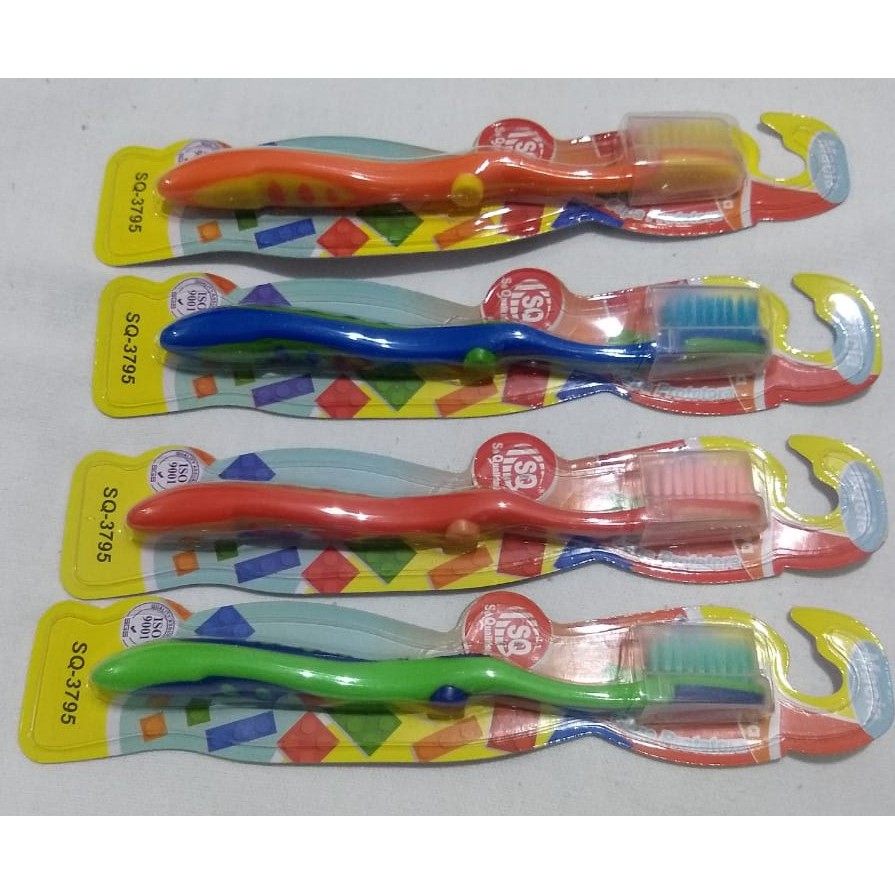 Escova de Dente Infantil Colorida com Limpador de Língua, Capinha Protetora e Cabo Emborrachado