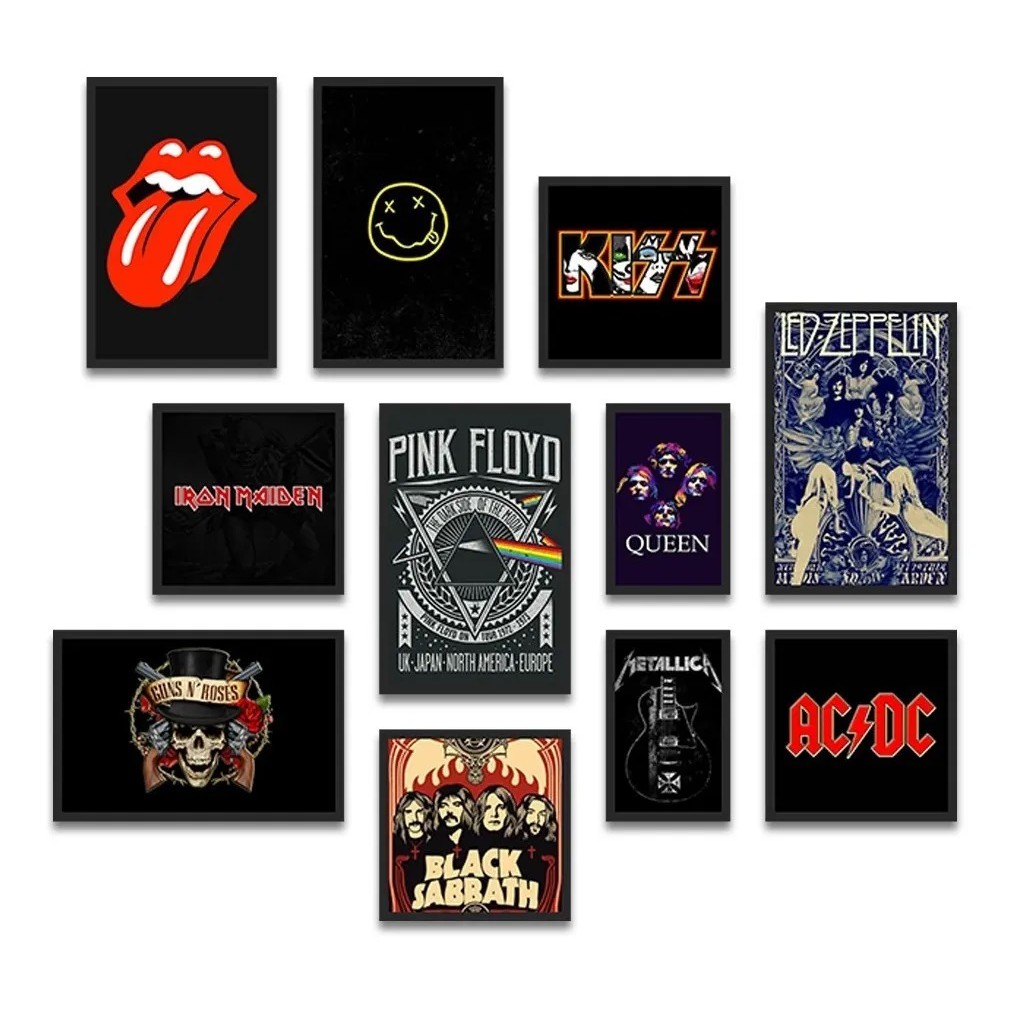 Kit 11 Quadros Decorativos Grandes Musica Banda Rock N Roll Shopee Brasil