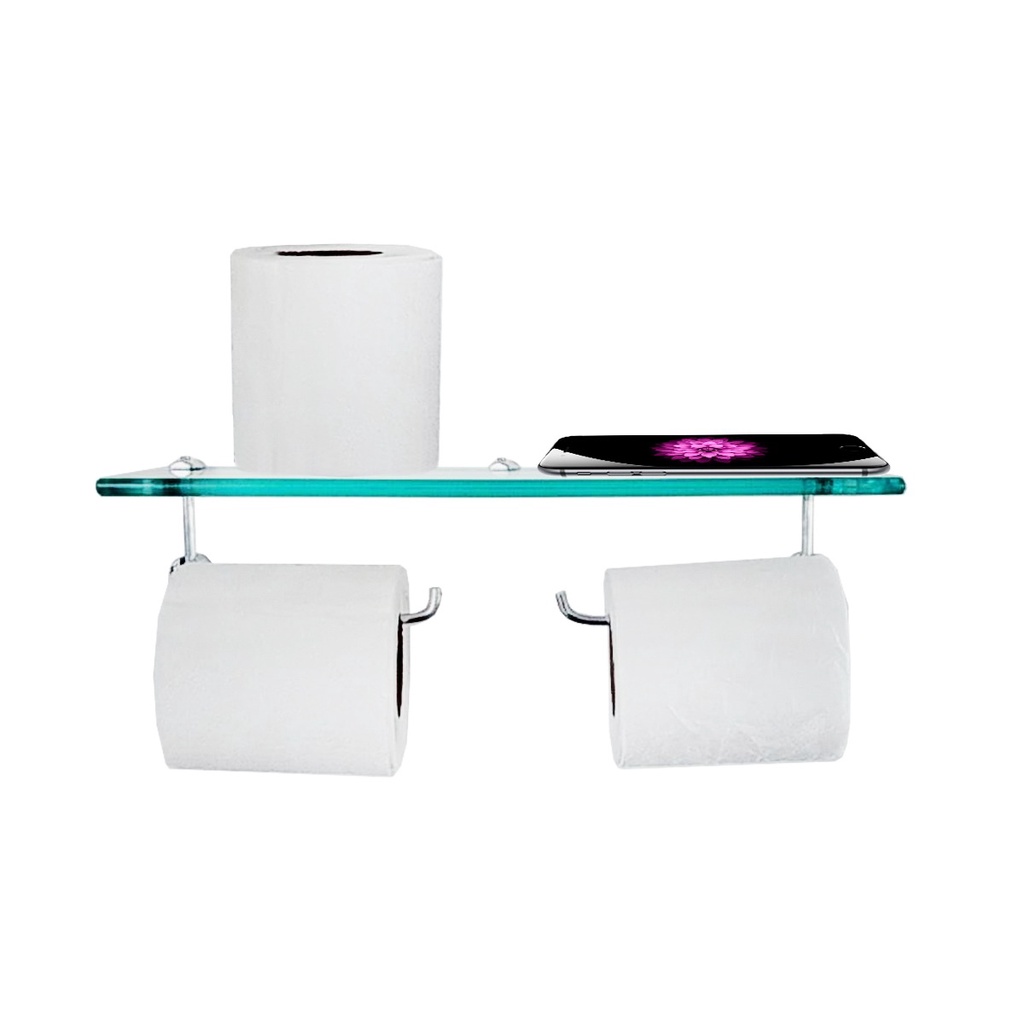 Papeleira Dupla com Suporte de Vidro Incolor em Oferta na Shopee