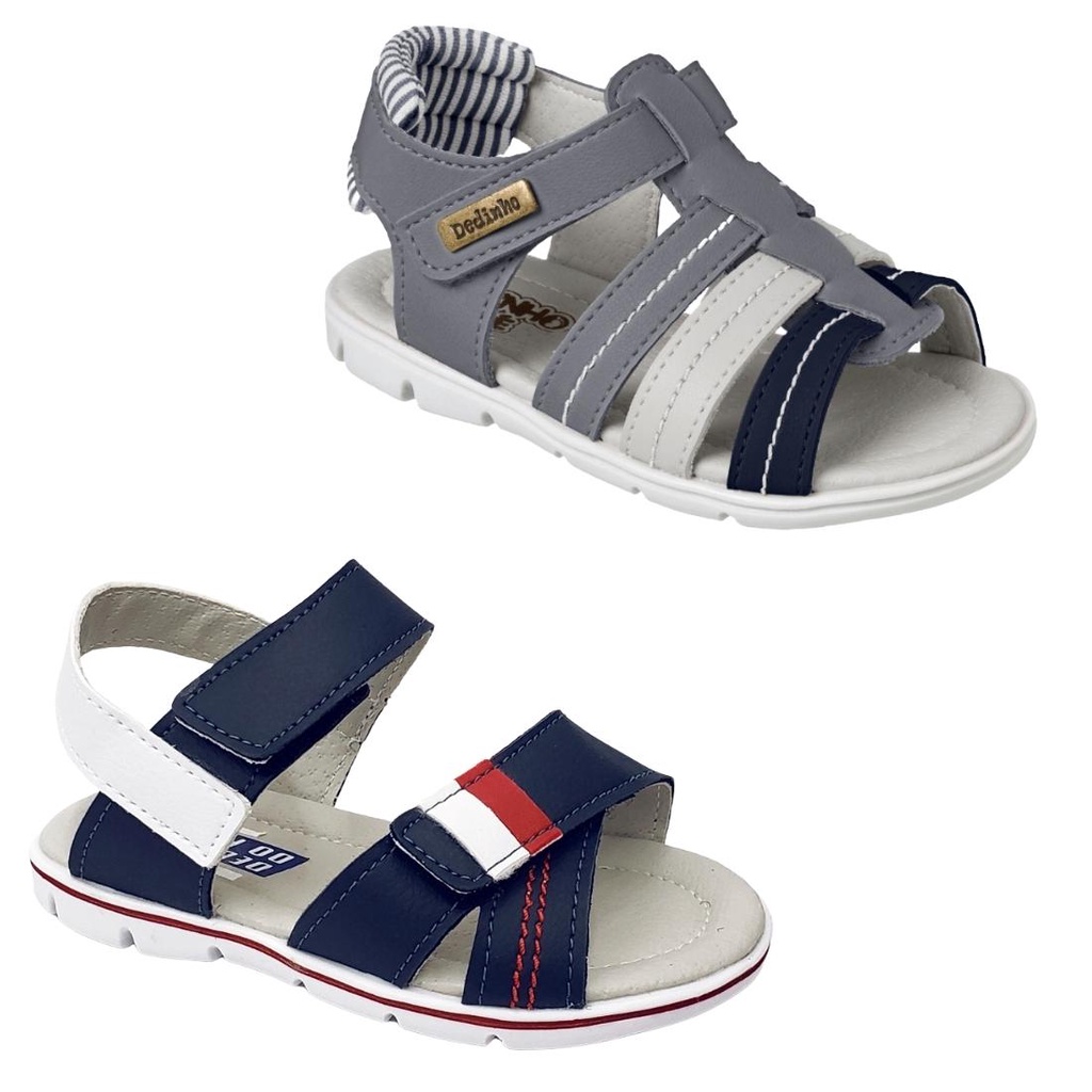 Kit 2 Pares Sandalia Infantil Masculina Macia Papete Bebê Menino em Oferta na Shopee