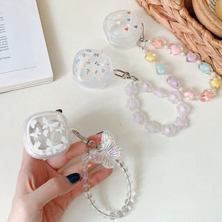Caixa Para Baseus WM01 WM02 Butterfly Flower Love Heart Bluetooth TPU Clear Soft Headset Capa Com Pulseira De Corrente Manual Sem Fio Protetora De Fone De Ouvido