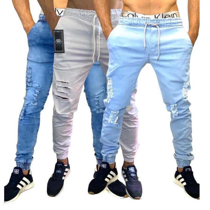 Calças Jeans e Sarja Masculina Jogger kit com 3 peças monte seu kit