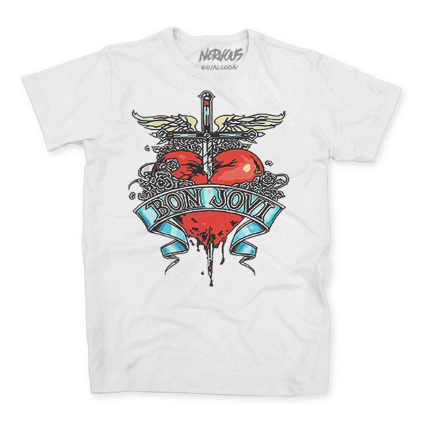Camiseta Algodao Bon Jovi Banda Bandas Rock Roll Classico Hardrock Jon Musica Nervous