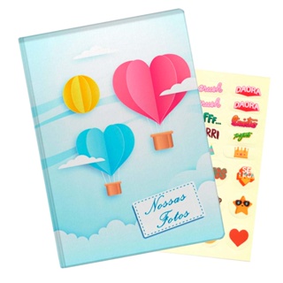 Album de Fotos 10x15 500 Fotos Azul Balões de Coração + ADESIVO em Oferta na Shopee